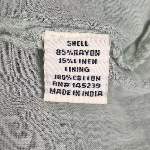 Womens Dress Medium Green Milkmaid Linen Boho Tiered Midi Babydoll Cottagecore - Picture 5 of 8